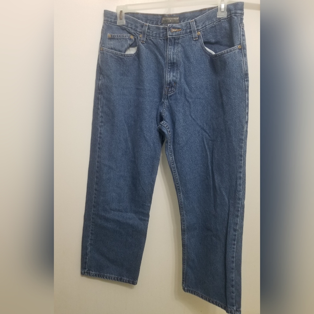 2 EUC dark blue Saddlebred 36W x 30 men's jeans - Picture 2 of 9